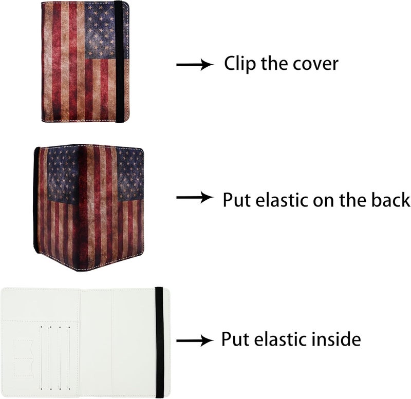 bassyil Passport Holder for Women and Men PU Leather Passport Cover for Travel (American Flag) - Image 3